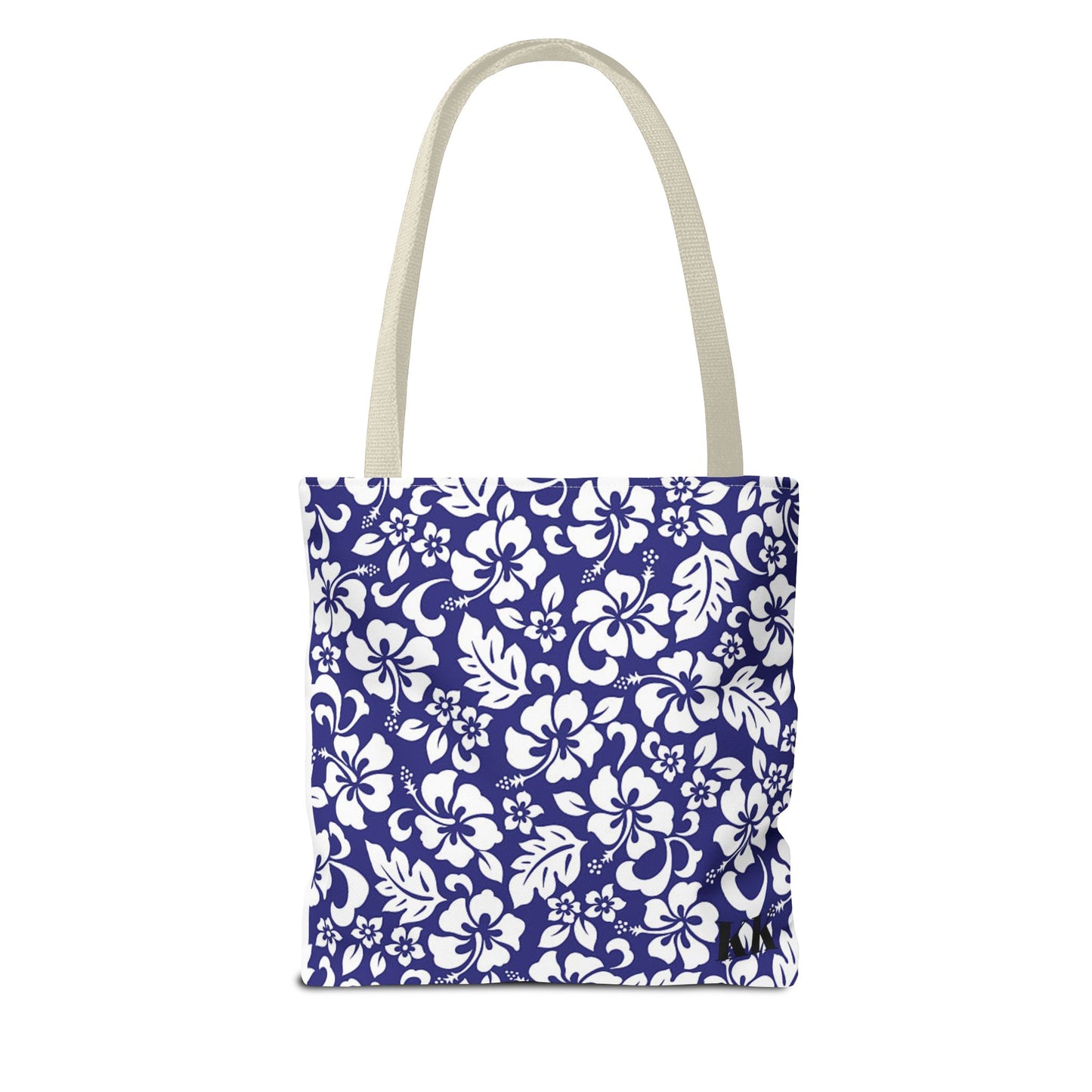 Floral Hibiscus Tote Bag – Navy Hawaiian All-Over Print Beach Bag