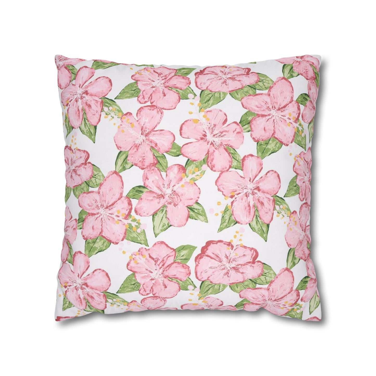 Pink Floral Watercolor Pillowcase | Square Throw Pillowcase