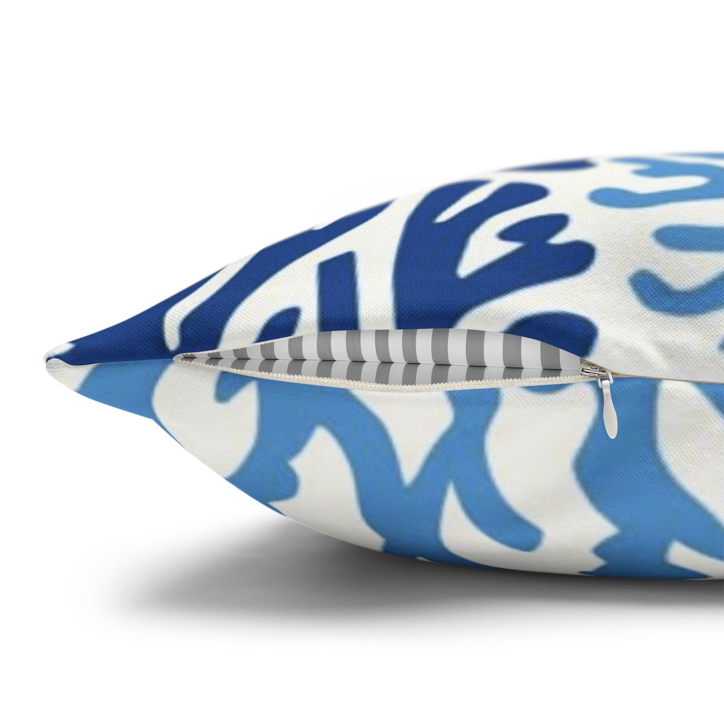 Blue Coral Pattern Square Pillowcase | Coastal Nautical Home Decor