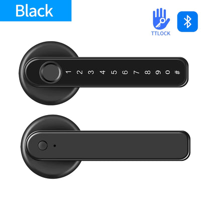 Q50 Tuya Bluetooth Smart Fingerprint Door Handle Lock Electronic Password/Rfid Card/Keys/App Remote Unlock Hotel Lock Rainproof