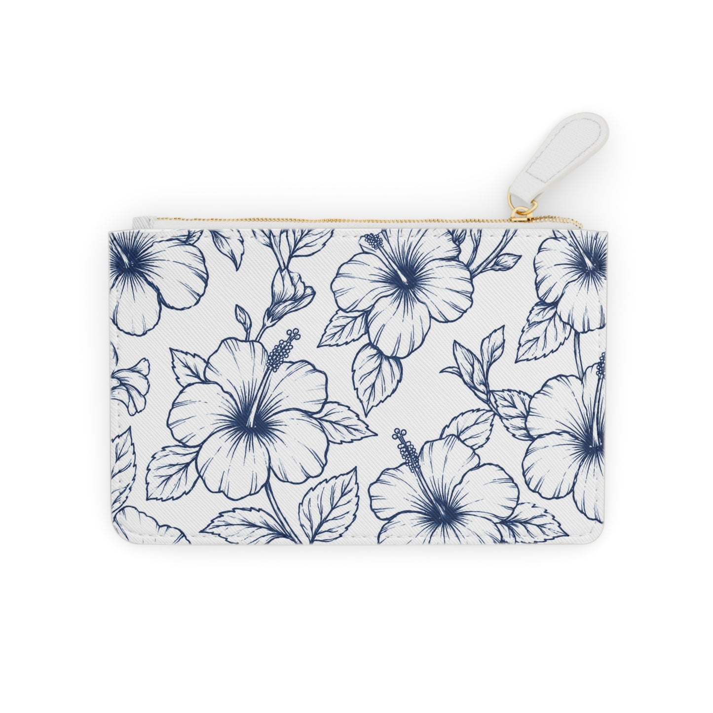 Blue Hibiscus Floral Mini Clutch Bag | Tropical Botanical Pouch