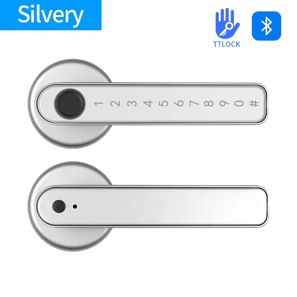 Q50 Tuya Bluetooth Smart Fingerprint Door Handle Lock Electronic Password/Rfid Card/Keys/App Remote Unlock Hotel Lock Rainproof